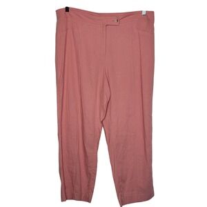 Anne Klein Women's Size 14 Cropped Pants Pink Linen Blend Cruise Beach Vaction